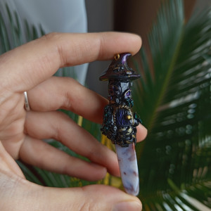 naszyjnik domek wiedźmy z agatem, idealny na prezent, magia fantasty