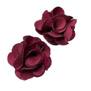 Materiałowe kolczyki z bordowymi kwiatami c1200