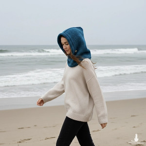 Ręcznie robiona balaclava kapturokomin czapka bawełna i merynos