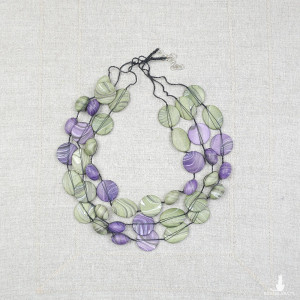 7007 Naszyjnik Lawendowa Szałwia – Marmurkowy Fiolet i Zieleń