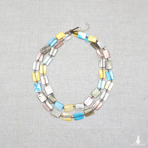 7008 Słoneczny Brąz i Błękit – Naszyjnik w Odcieniach Beżu i Nieba