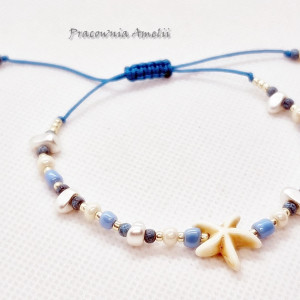 bransoletka sznurkowa z rozgwiazdą howlit i hematyt
