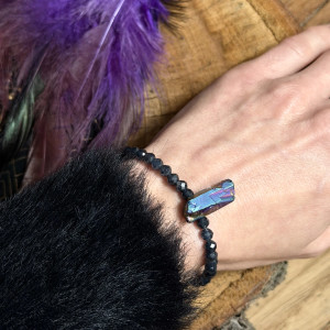 Bransoletka z szafirem i kwarcem tytanowym