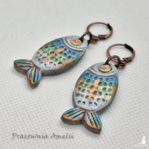 polymer clay kolczyki kolorowe rybki