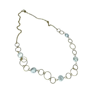 Naszyjnik z pereł i złoconych ogniw c1303