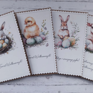 Zestaw 4 kartek wielkanocnych z życzeniami „Pastelowy”