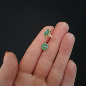 Delikatne Zielone Kolczyki Sztyfty - Awenturyn