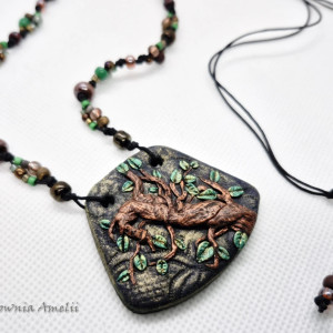 polymer clay leśna wróżka wisior regulowany