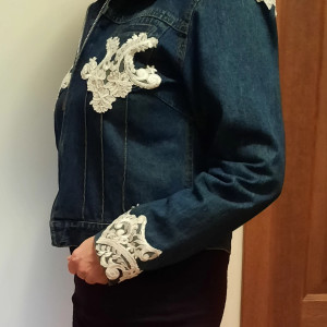 Kurtka  jeansowa  z koronką handmade # upcycledclothes