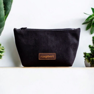 Czarna kosmetyczka MIDI z nubuku