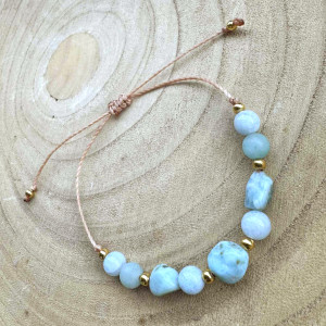 Bransoletka kamienie naturalne larimar amazonit agat