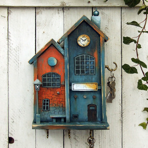 Drewniany wieszak na klucze - seria Zabytkowe dworce