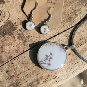 Komplet Biżuterii – Artystyczne Motywy Kwiatowe w Żywicy