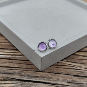 Kolczyki sztyfty Fioletowa Mgławica – ręcznie robione