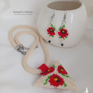 Komplet w maki - naszyjnik i kolczyki - wykończenia ze stali chirurgicznej