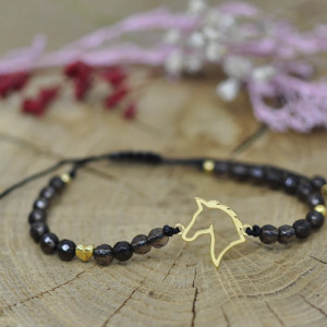 Koń / Konie - bransoletka z kwarcem dymnym