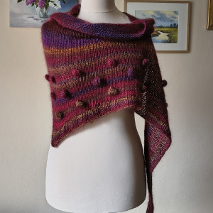 Jesienny spacer - szlachetna, puchata oryginalna chusta z jedwabiu i wełenki