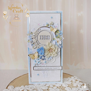 Kartka komunijna, Pamiątka Pierwszej Komunii, prezent "Sapphire2" GOTOWA