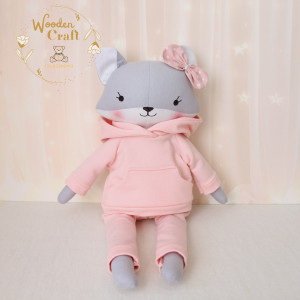 Lisek Pola w pudrowo-różowym dresiku, przytulanka, prezent GOTOWY