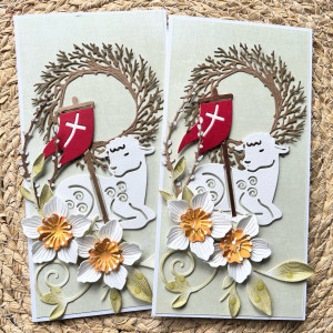 362,Wielkanoc-komplet 2 kartek wielkanocnych z barankiem