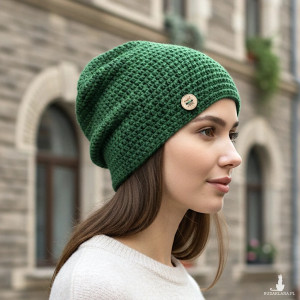 Czapka całoroczna przejściowa cienka bawełna S/M unisex soczysta zieleń