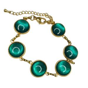 Pozłacana bransoletka w perłowym odcieniu szmaragdu e45/1