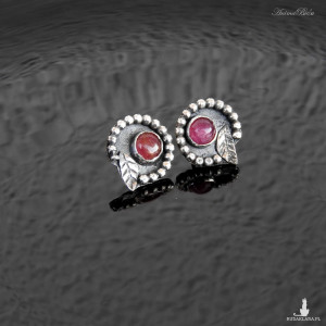 Kolczyki srebrne wkrętki z różowym turmalinem