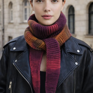 Ręcznie robiony duży ciepły miękki szalik komin Sophie vegan