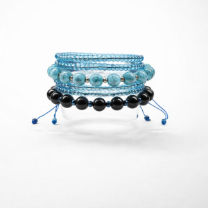 Bransoletka Akwamarynowy Trio-Stack Howlit Turkusowe Kulk