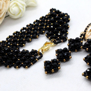 czarny turmalin - unikatowy komplet biżuterii