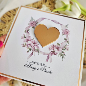 Ślubna kartka do koperty z sercem na zamówienie