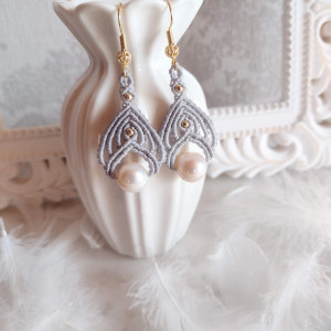 Kolczyki z naturalną perłą "Srebrzysta Bryza"