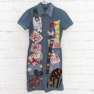 Sukienka szmijzerka bogato zdobiona - upcykling