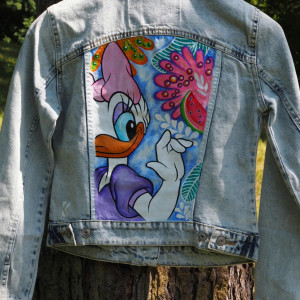 ręcznie malowana kurtka jeansowa DAISY