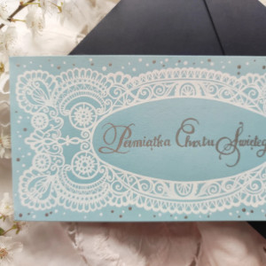 kartka pamiątka Chrztu Świętego KORONKOWA