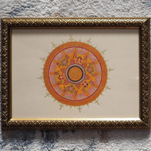 obrazek w ramce mandala pomarańczowa