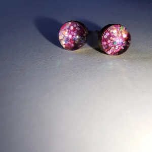 Mini różowe kolczyki wkrętki