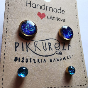 Zestaw kolczyków duże i małe niebieskie