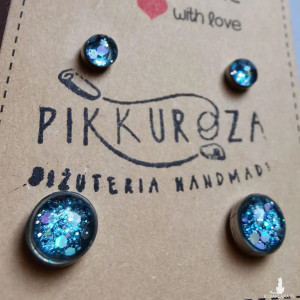 Zestaw kolczyków duże i małe niebieskie