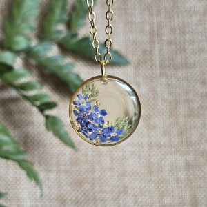 Niezapominajki złota zawieszka z kwiatami wisiorek