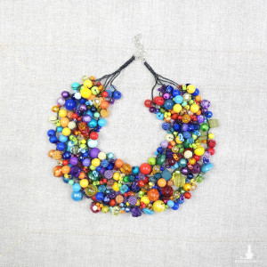 7029 Kolorowy naszyjnik – multikolor, boho, rękodzieło