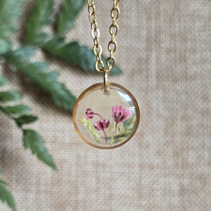 Łąka kwiatowa złota zawieszka złoty wisiorek kwiat naszyjnik