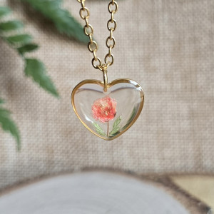 Serce z kwiatami pomarańczowa zawieszka