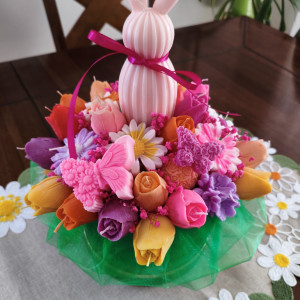 Wielkanocny candle flower box XL wykonany z naturalnych świec sojowych z aromatem