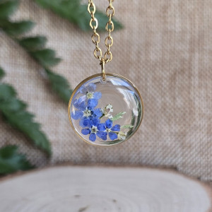 Jagodowy las złota zawieszka z kwiatami wisiorek