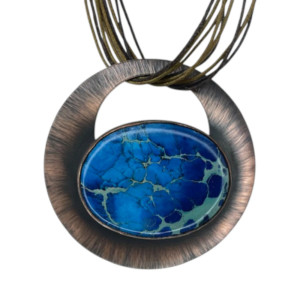 Naszyjnik z owalnym jaspisem cesarskim c1216