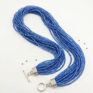 Naszyjnik "Błękitna Kaskada" - Wielorzędowy