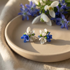 Kolczyki bukieciki z przebiśniegami