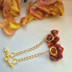 Kolczyki minerały koral sieczka