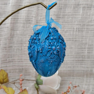 Turkusowa Pisanka Artystyczna - Błękitna Łąka